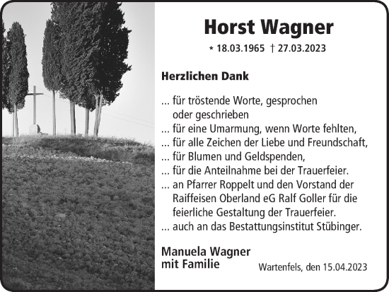 Anzeige von Horst Wagner von MGO