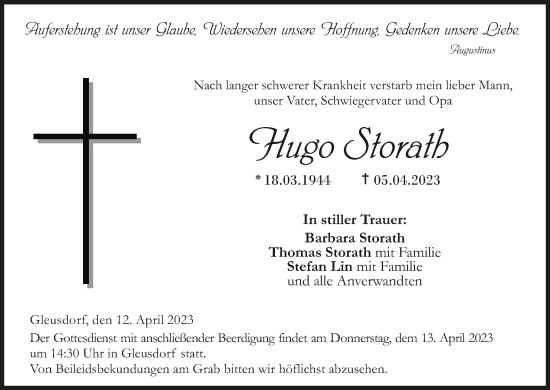 Anzeige von Hugo Storath von MGO