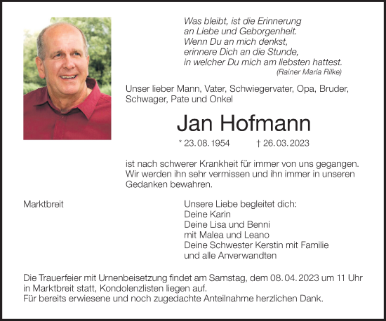 Anzeige von Jan Hofmann von MGO