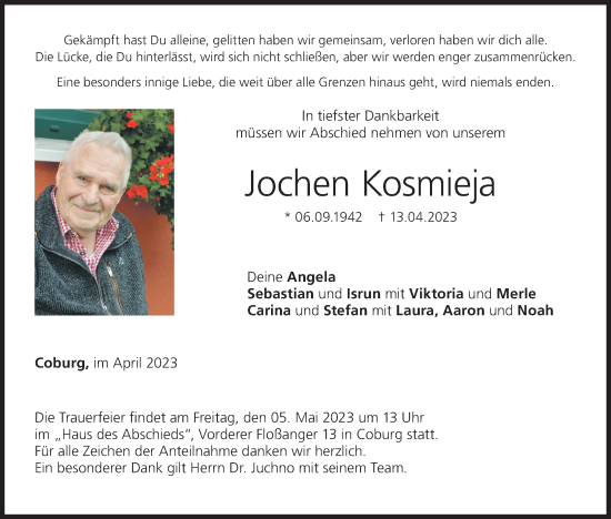 Anzeige von Jochen Kosmieja von MGO