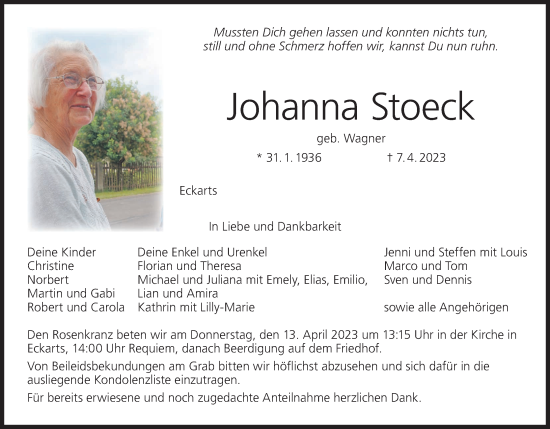 Anzeige von Johanna Stoeck von MGO