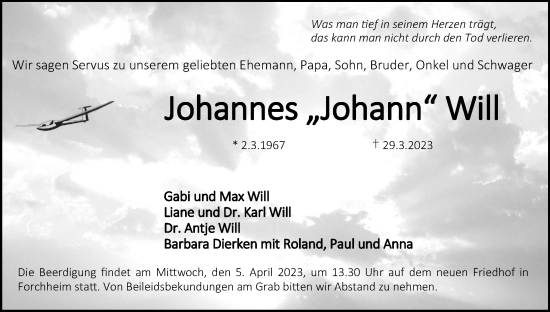Anzeige von Johannes  Will von MGO