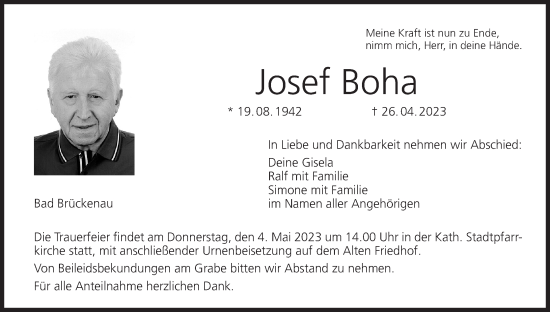 Anzeige von Josef Boha von MGO