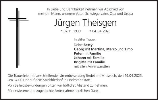 Anzeige von Jürgen Theisgen von MGO