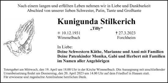 Anzeige von Kunigunda Stilkerich von MGO
