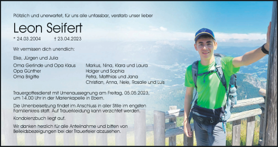 Anzeige von Leon Seifert von MGO
