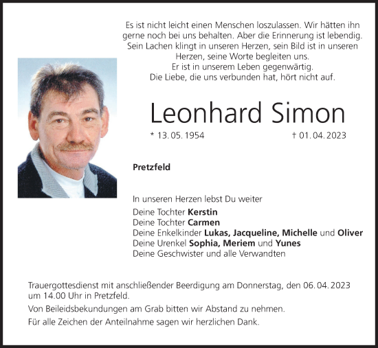Anzeige von Leonhard Simon von MGO
