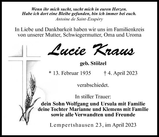 Anzeige von Lucie Kraus von MGO