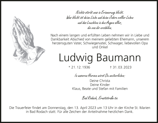 Anzeige von Ludwig Baumann von MGO