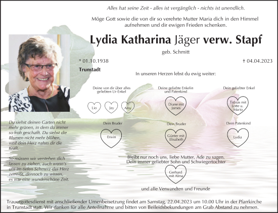 Anzeige von Lydia Katharina Jäger von MGO