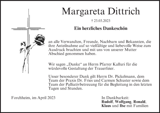 Anzeige von Margareta Dittrich von MGO