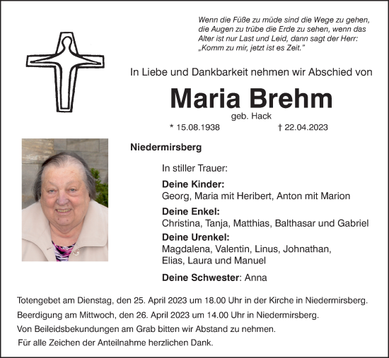 Anzeige von Maria Brehm von MGO