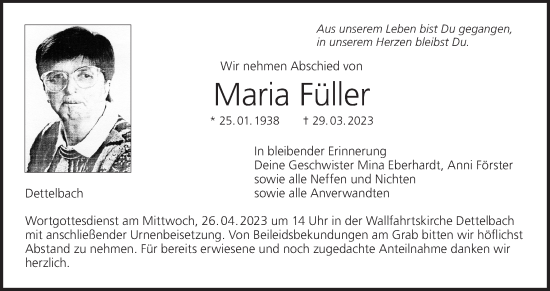 Anzeige von Maria Füller von MGO