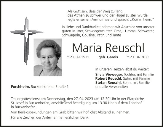 Anzeige von Maria Reuschl von MGO