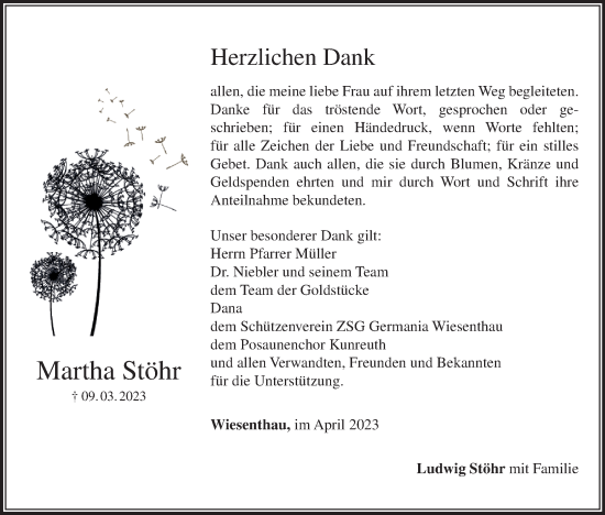 Anzeige von Martha Stöhr von MGO