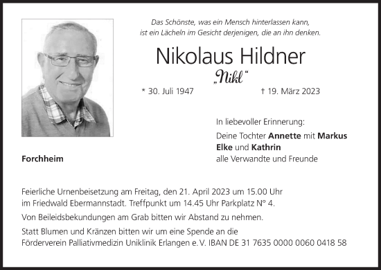 Anzeige von Nikolaus Hildner von MGO