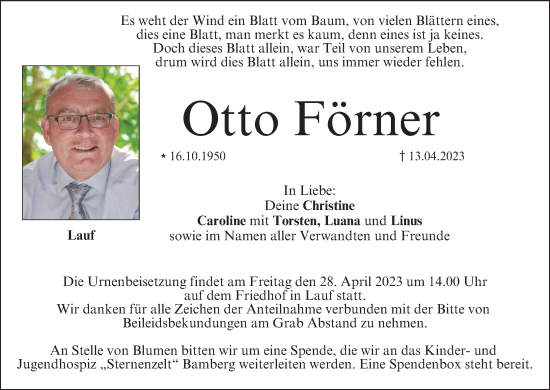 Anzeige von Otto Förner von MGO