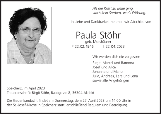 Anzeige von Paula Stöhr von MGO