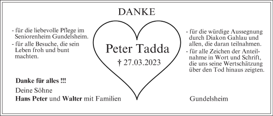 Anzeige von Peter Tadda von MGO