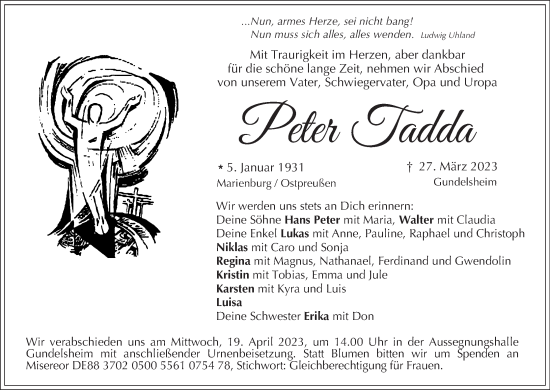 Anzeige von Peter Tadda von MGO