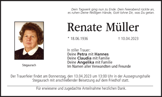 Anzeige von Renate Müller von MGO