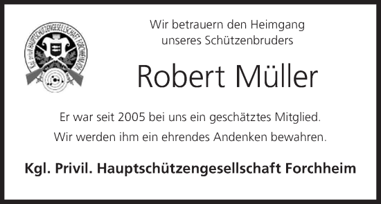 Anzeige von Robert Müller von MGO