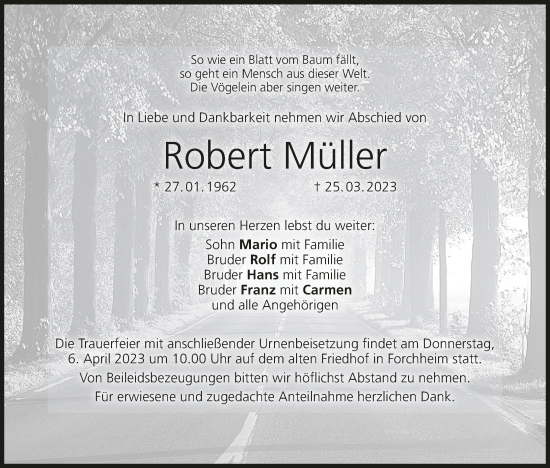 Anzeige von Robert Müller von MGO