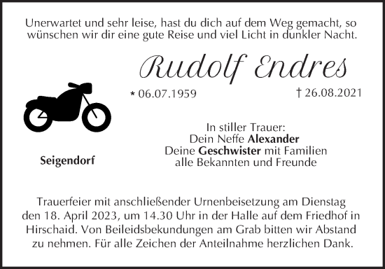 Anzeige von Rudolf Endres von MGO