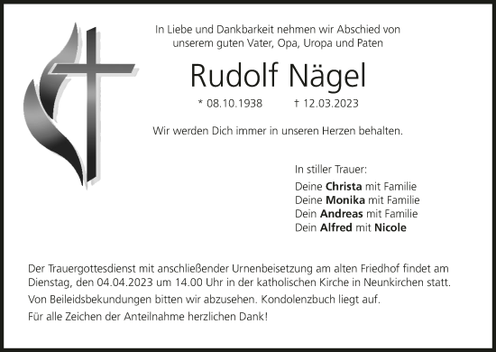 Anzeige von Rudolf Nägel von MGO