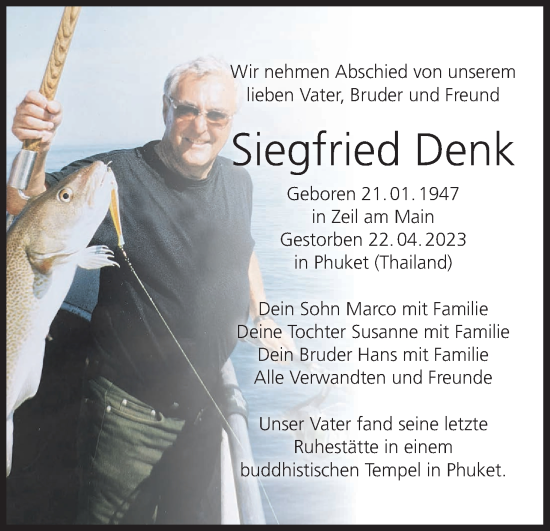 Anzeige von Siegfried Denk von MGO