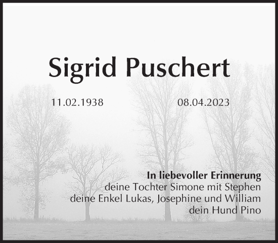 Anzeige von Sigrid Puschert von MGO
