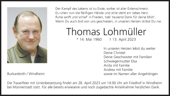 Anzeige von Thomas Lohmüller von MGO