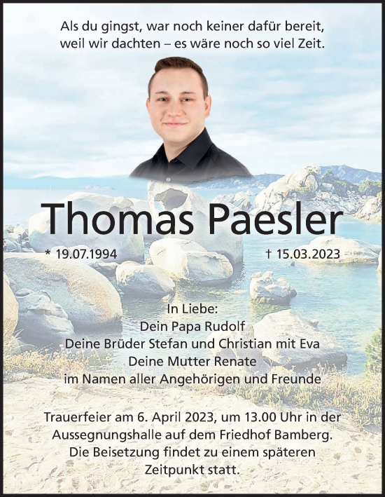 Anzeige von Thomas Paesler von MGO