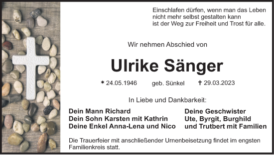 Anzeige von Ulrike Sänger von MGO