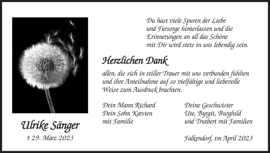 Anzeige von Ulrike Sänger von MGO