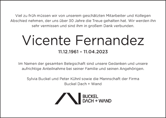 Anzeige von Vicente Fernandez von MGO