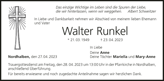 Anzeige von Walter Runkel von MGO