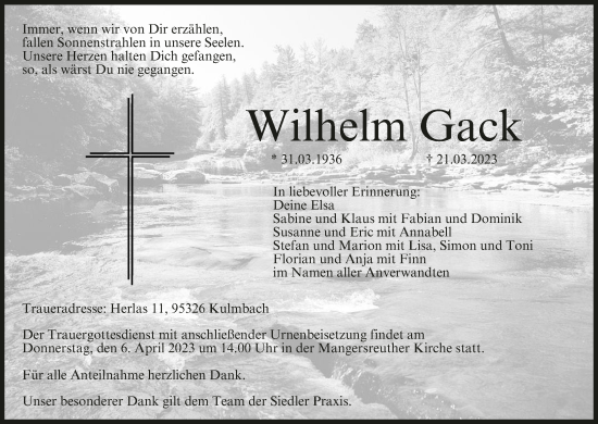 Anzeige von Wilhelm Gack von MGO