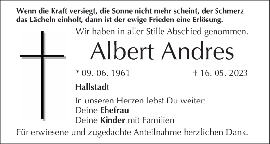 Anzeige von Albert Andres von MGO