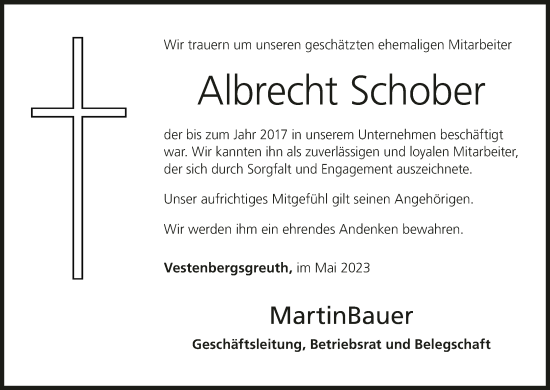 Anzeige von Albrecht Schober von MGO