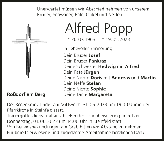 Anzeige von Alfred Popp von MGO