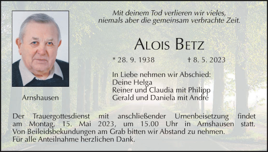 Anzeige von Alois Betz von MGO