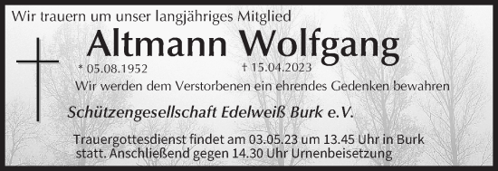 Anzeige von Altmann Wolfgang von MGO