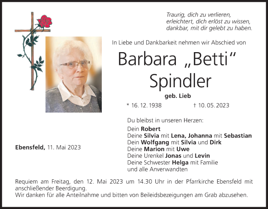 Anzeige von Barbara Spindler von MGO