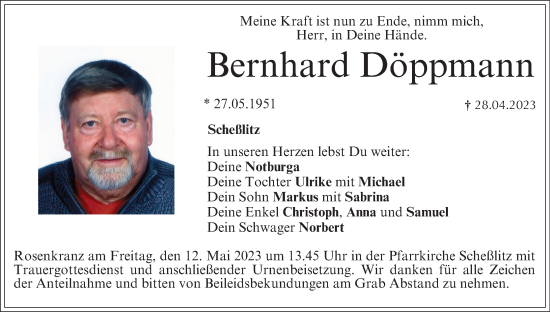 Anzeige von Bernhard Döppmann von MGO