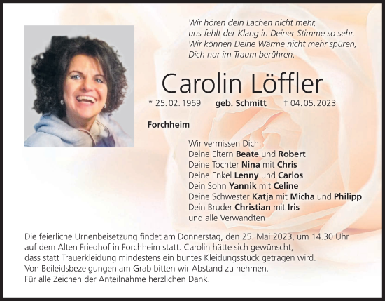 Anzeige von Carolin Löffler von MGO