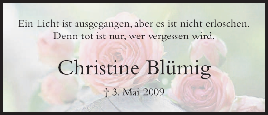Anzeige von Christine Blümig von MGO