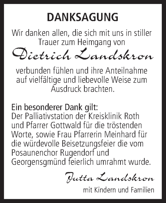 Anzeige von Dietrich Landskron von MGO