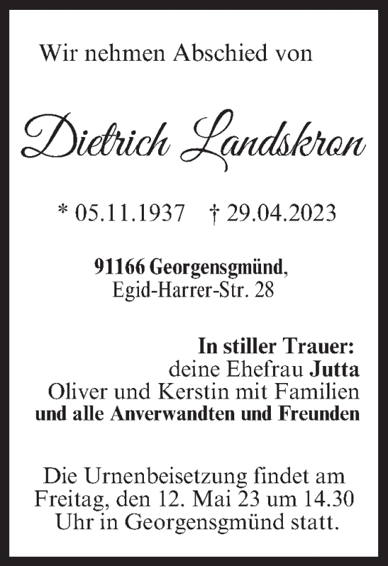 Anzeige von Dietrich Landskron von MGO