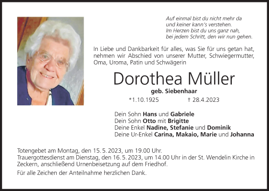 Anzeige von Dorothea Müller von MGO